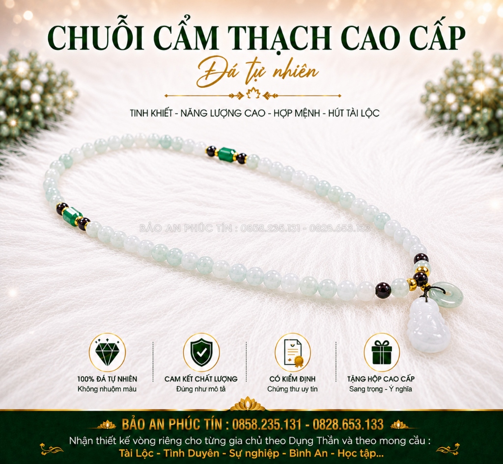 Chuỗi Cẩm Thạch Cao Cấp - Charm Phật Di Lặc
