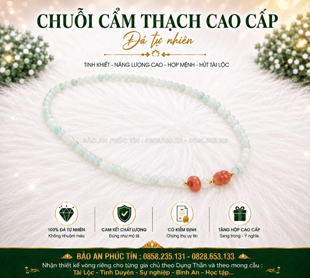 Chuỗi Cẩm Thạch Cao Cấp - Charm Tỳ Hưu & Nhẫn