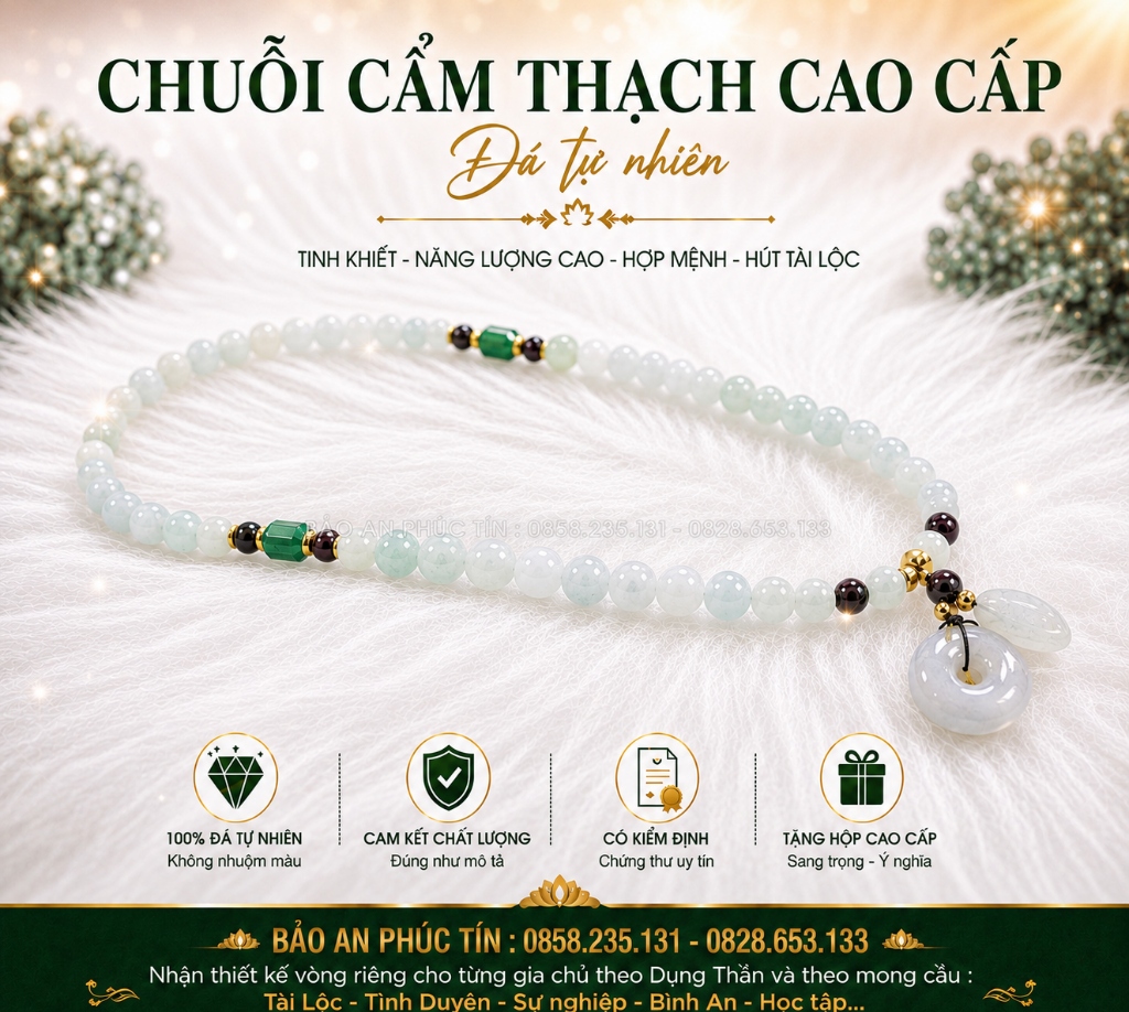 Chuỗi Cẩm Thạch Cao Cấp - Charm Đồng Tiền