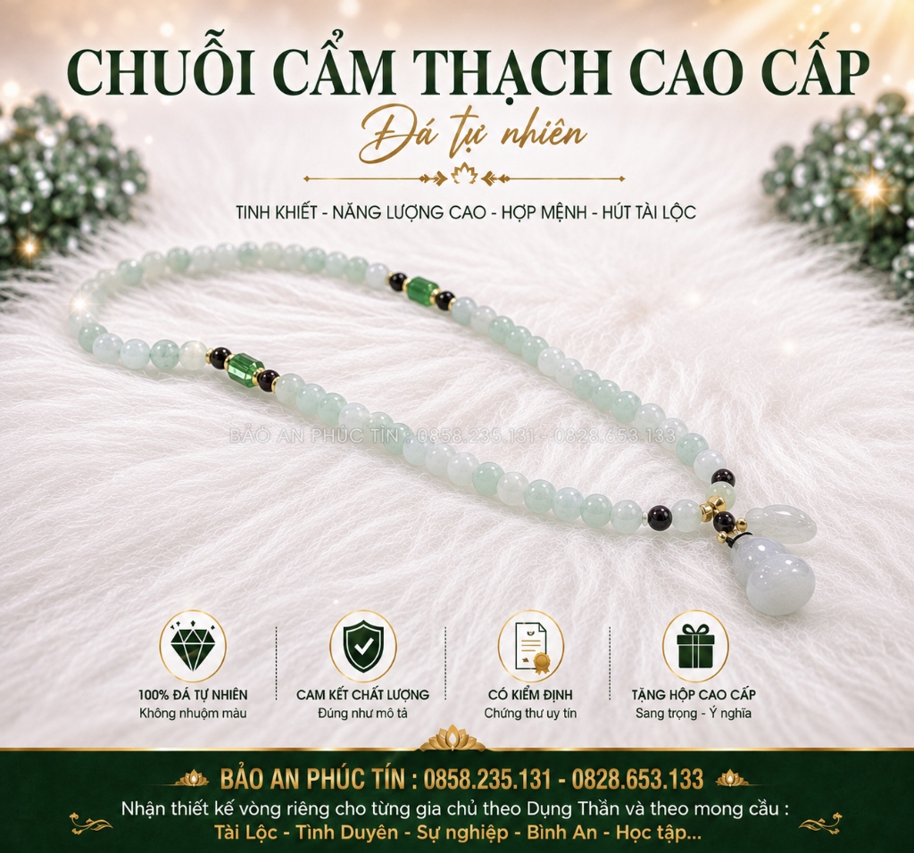Chuỗi Cẩm Thạch Cao Cấp - Charm Hồ Lô