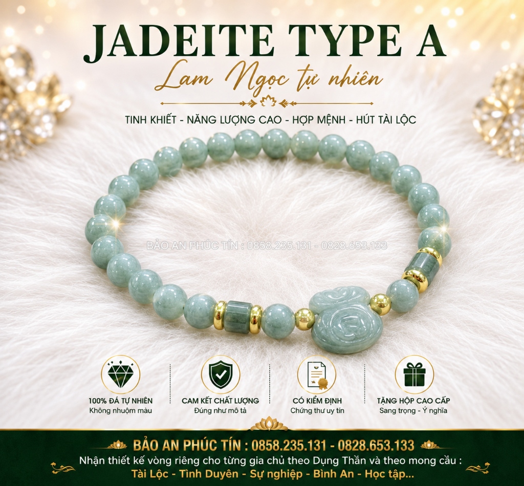 Jadeite Type A Lam Ngọc Charm Túi Tiền