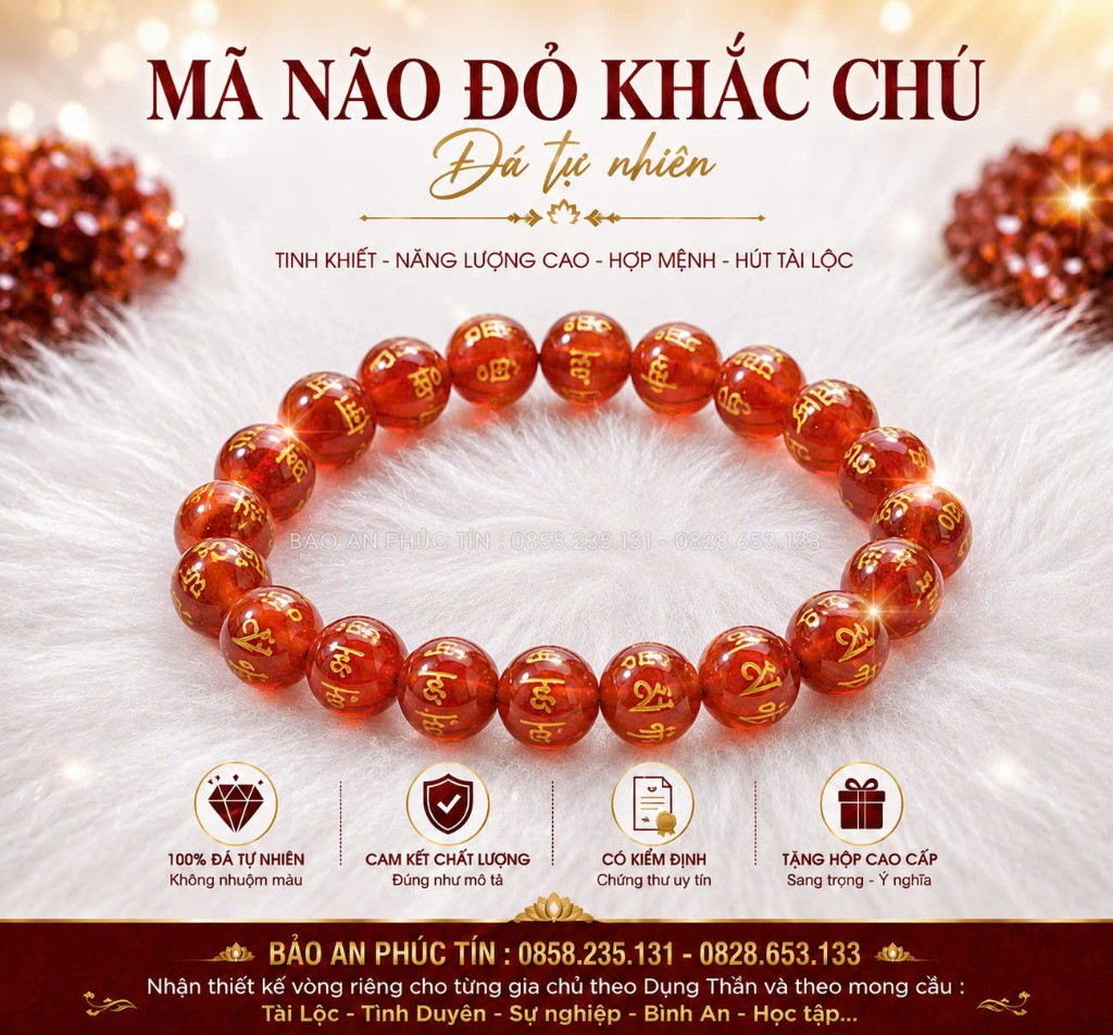 Mã Não Đỏ Khắc Chú 8mm