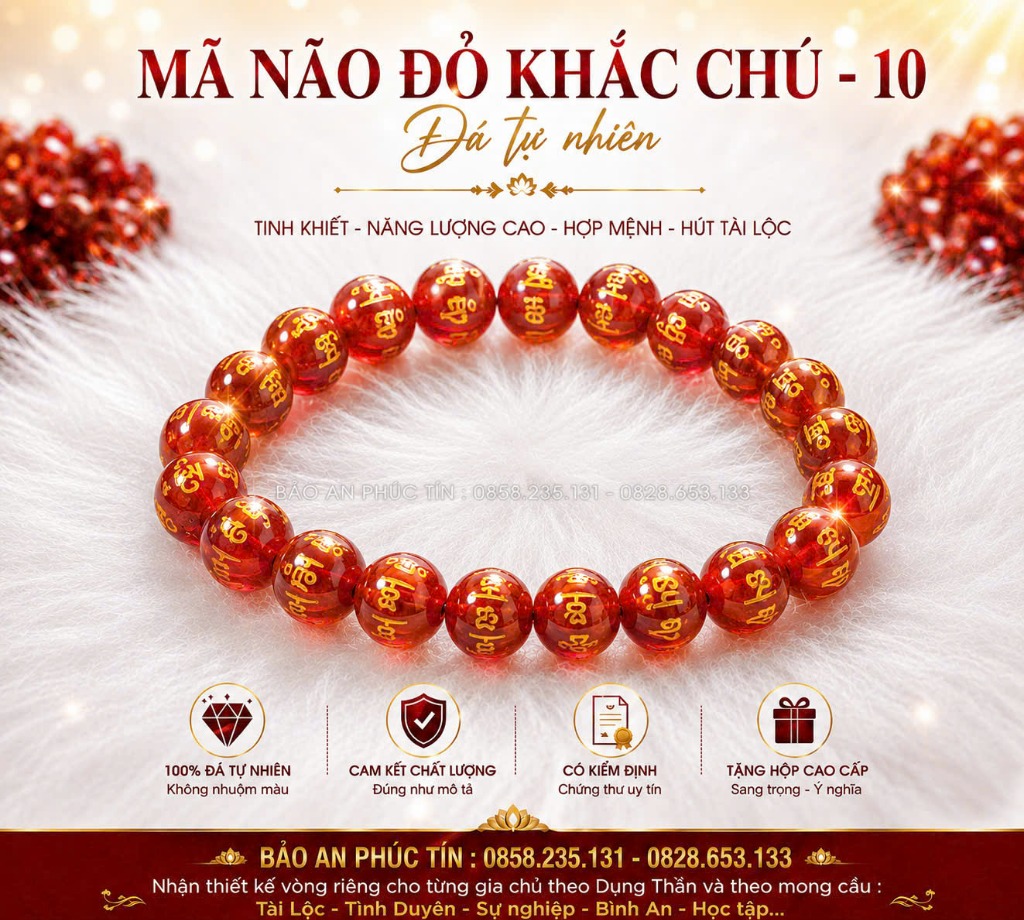 Mã Não Đỏ Khắc Chú 10mm