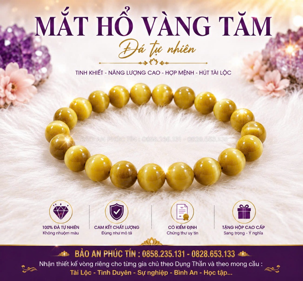Mắt Hổ Vàng Tăm 8mm