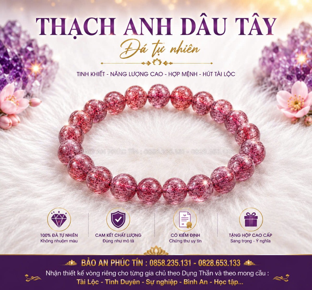Thạch Anh Dâu Tây Tự Nhiên
