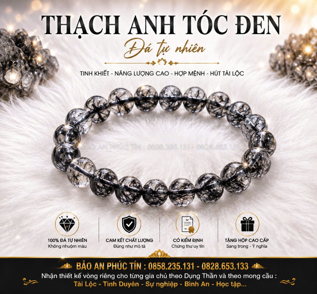 Thạch Anh Tóc Đen Tự Nhiên