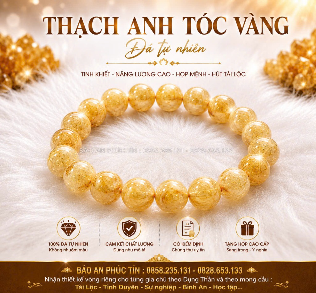 Thạch Anh Tóc Vàng Tự Nhiên